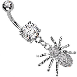 Piercing Nombril Pendentif Araignée Zircone