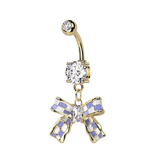 Piercing Nombril Pendentif Ruban Zircone