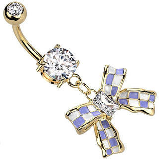Piercing Nombril Pendentif Ruban Zircone