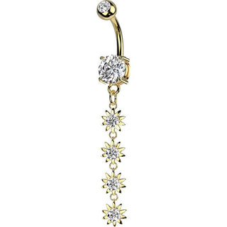 Piercing Nombril fleur zircone pendentif