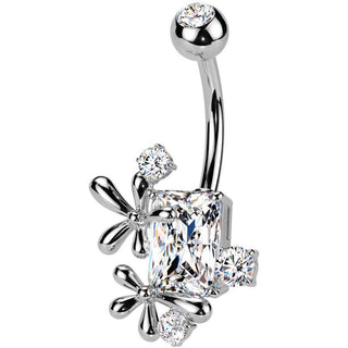 Piercing Nombril fleurs zircone