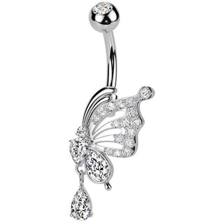Piercing Nombril aile de papillon pendentif zircone