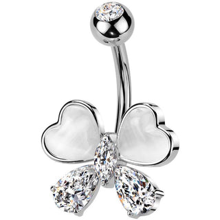 Piercing Nombril papillon zircone pierre œil de chat