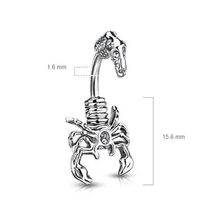 Piercing Nombril Scorpion Zircone Argent