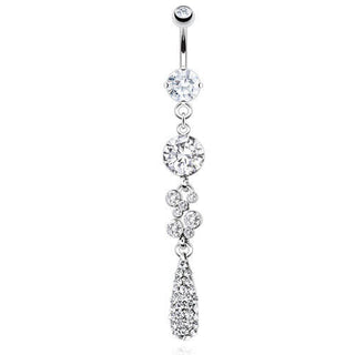 Piercing Nombril Pendentif Goutte Zircone Argent