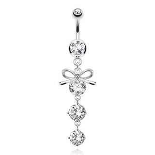 Piercing Nombril Pendentif Noeud Zircone Noir