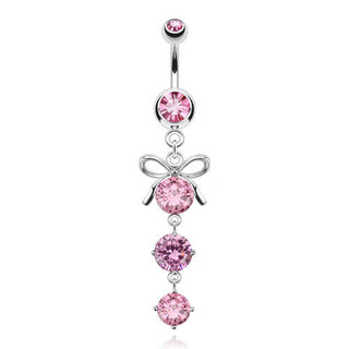 Piercing Nombril Pendentif Noeud Zircone Noir