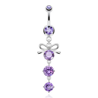 Piercing Nombril Pendentif Noeud Zircone Noir