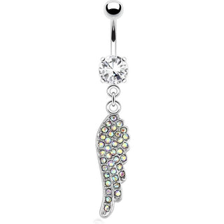 Piercing Nombril Pendentif Aile d´Ange Zircone Argent