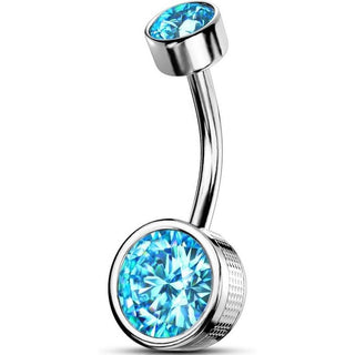 Piercing Nombril Zircone Ronde Filetage Interne