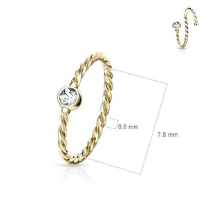 Anneau Zircone Torsadée Pliable