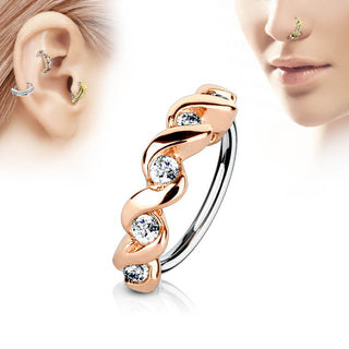 Anneau Zircone Torsadée Pliable