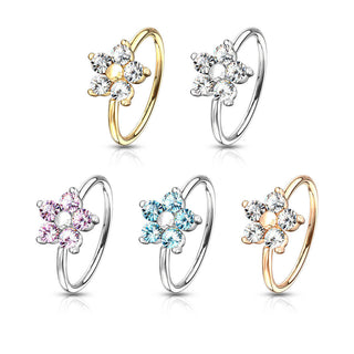 Anneau Fleur Zircone Pliable