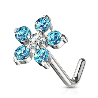 Nez En Forme de L Fleur Zircone Argent