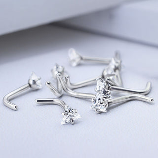 Nez En Forme de L Triangle Zircone Argent