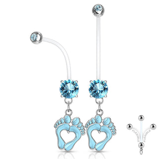 Piercing Nombril Pendentif Pieds de Bébé Zircone