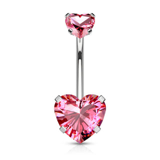 Piercing Nombril Zircone Cœur Filetage Interne