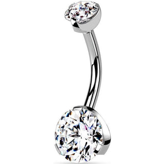 Piercing Nombril Zircone Argent Filetage Interne