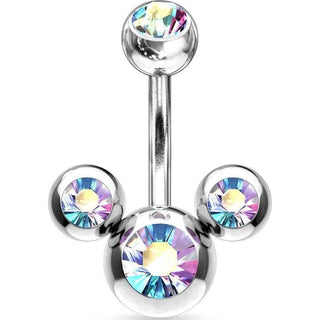 Piercing Nombril 3 Zircones