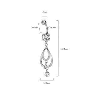 Piercing Nombril Pendentif Goutte Zircone
