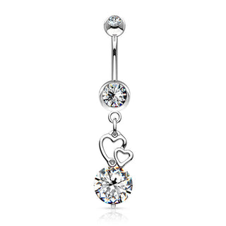 Piercing Nombril Pendentif Cœur Zircone Argent