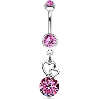 Piercing Nombril Pendentif Cœur Zircone Argent