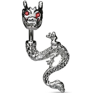 Piercing Nombril Dragon Zircone Argent