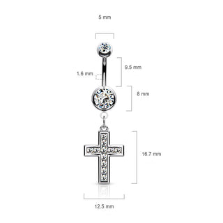 Piercing Nombril Pendentif Croix Zircone
