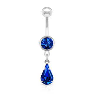 Piercing Nombril Pendentif Goutte Zircone argent