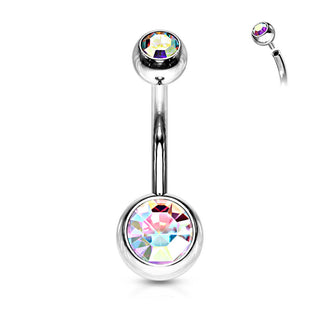 Piercing Nombril Bille Zircone Argent Filetage Interne