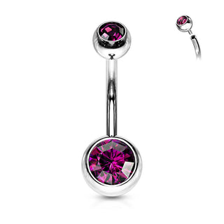 Piercing Nombril Bille Zircone Argent Filetage Interne