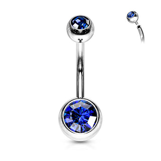 Piercing Nombril Bille Zircone Argent Filetage Interne