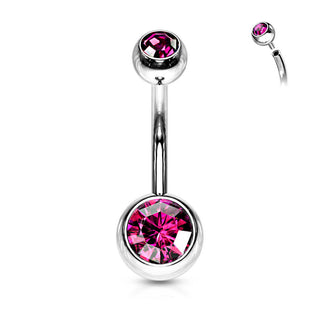 Piercing Nombril Bille Zircone Argent Filetage Interne