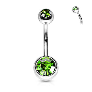 Piercing Nombril Bille Zircone Argent Filetage Interne