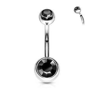 Piercing Nombril Bille Zircone Argent Filetage Interne