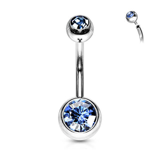 Piercing Nombril Bille Zircone Argent Filetage Interne