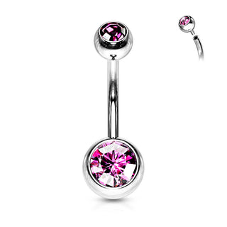 Piercing Nombril Bille Zircone Argent Filetage Interne