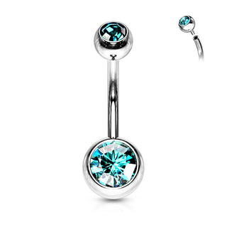 Piercing Nombril Bille Zircone Argent Filetage Interne