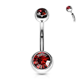 Piercing Nombril Bille Zircone Argent Filetage Interne
