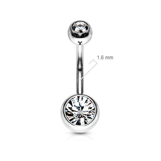 Piercing Nombril Bille Zircone Argent Filetage Interne
