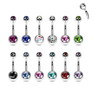 Piercing Nombril Bille Zircone Argent Filetage Interne