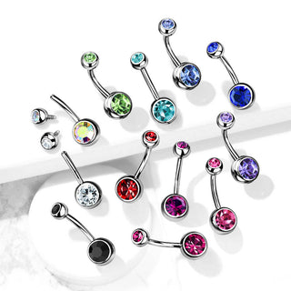 Piercing Nombril Bille Zircone Argent Filetage Interne