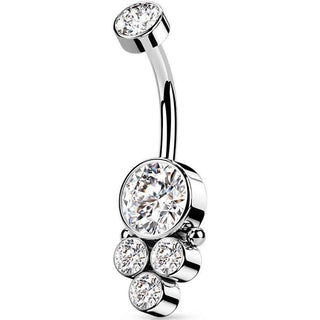 Piercing Nombril 5 Zircones Filetage Interne