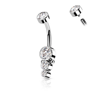 Piercing Nombril Zircone Or Filetage Interne