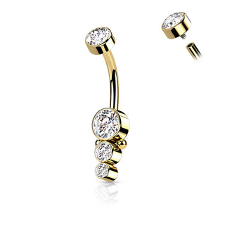 Piercing Nombril Zircone Or Filetage Interne