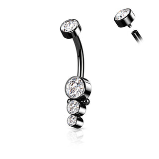 Piercing Nombril Zircone Or Filetage Interne