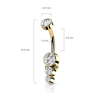 Piercing Nombril Zircone Or Filetage Interne