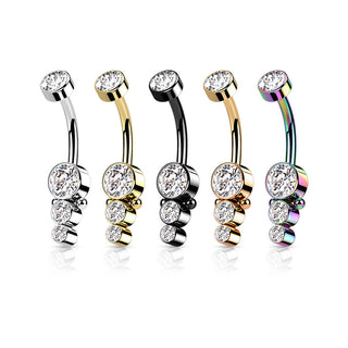 Piercing Nombril Zircone Or Filetage Interne
