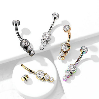 Piercing Nombril Zircone Or Filetage Interne