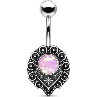 Piercing Nombril Vintage Opale Argent